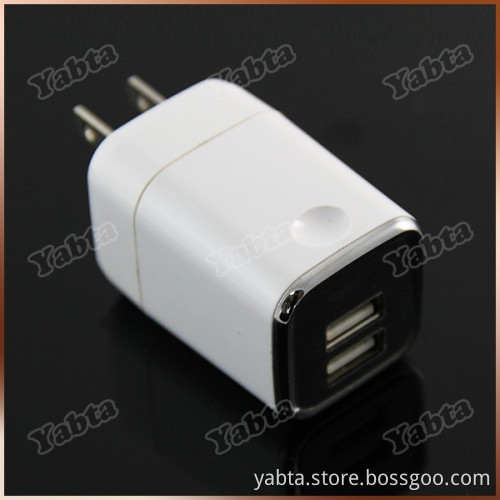 US UK EU Plug 5V 2.4A Dual USB Travel Charger White